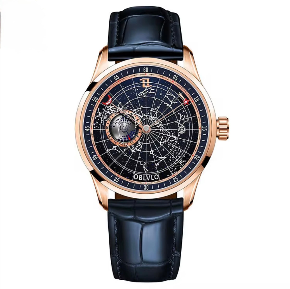 “OBLVLO Celestial Navigator – Rose Gold Masterpiece of Time & Stars”